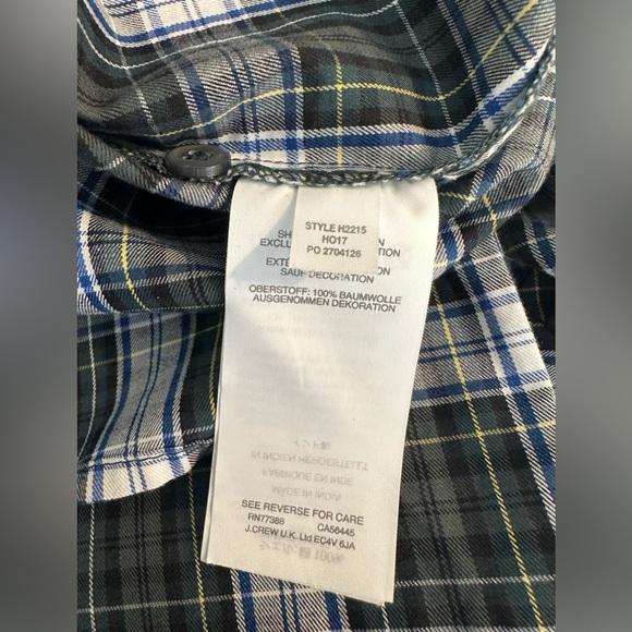 New J.CREW Embellished Tartan Plaid Shirt Blouse Green Sequin Beaded Snowflake - Picture 13 of 16